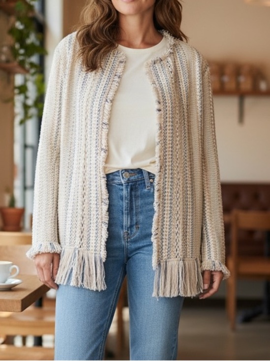 NIC+ZOE Jackets & Blazers - Nic + Zoe DASHING Days Boho Fringe Open Front Jacket Size
